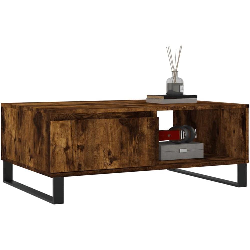 Tavolino Da Salotto Rovere Fumo 90x60x35cm In Legno Multistrato - Foto 3