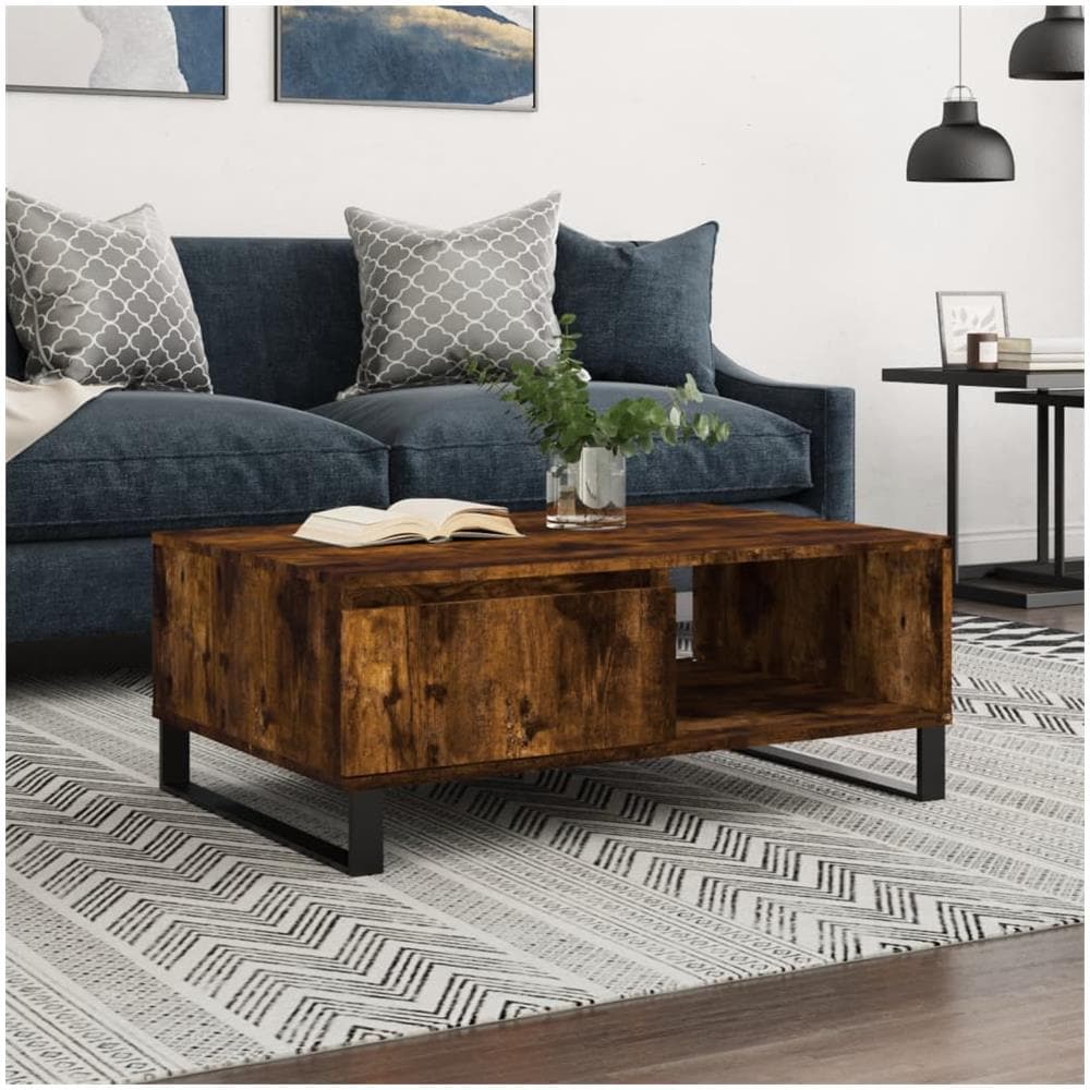 Tavolino Da Salotto Rovere Fumo 90x60x35cm In Legno Multistrato - Foto 1