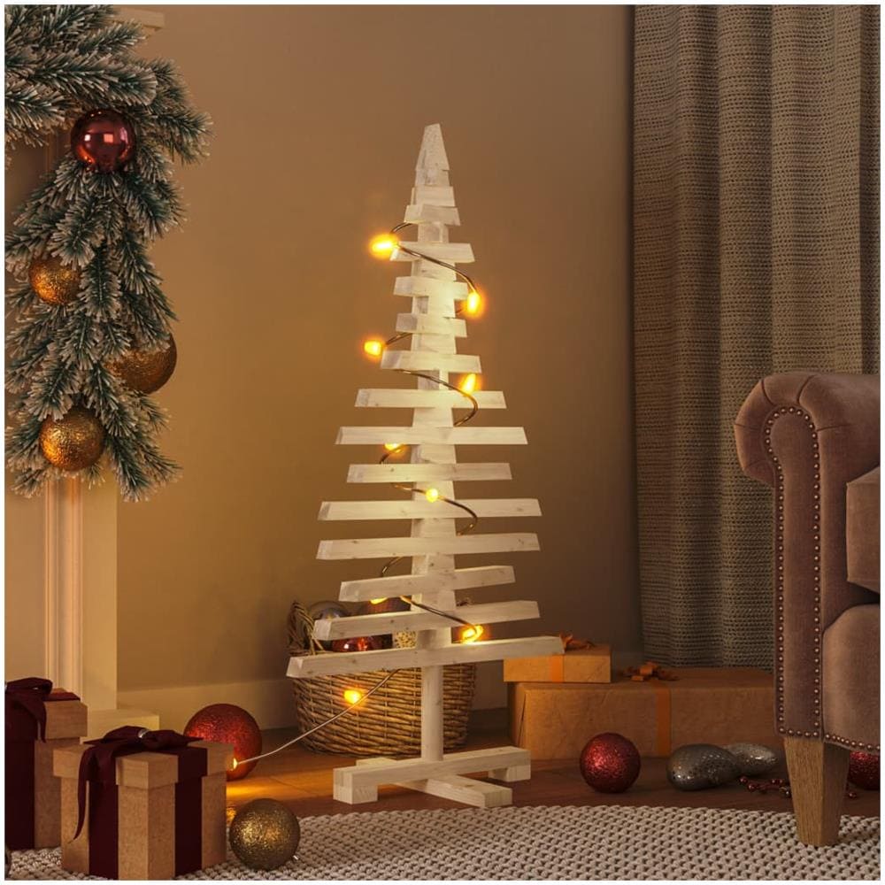 Albero Di Natale Decorativo In Legno 90 Cm Legno Massello Pino - Foto 1