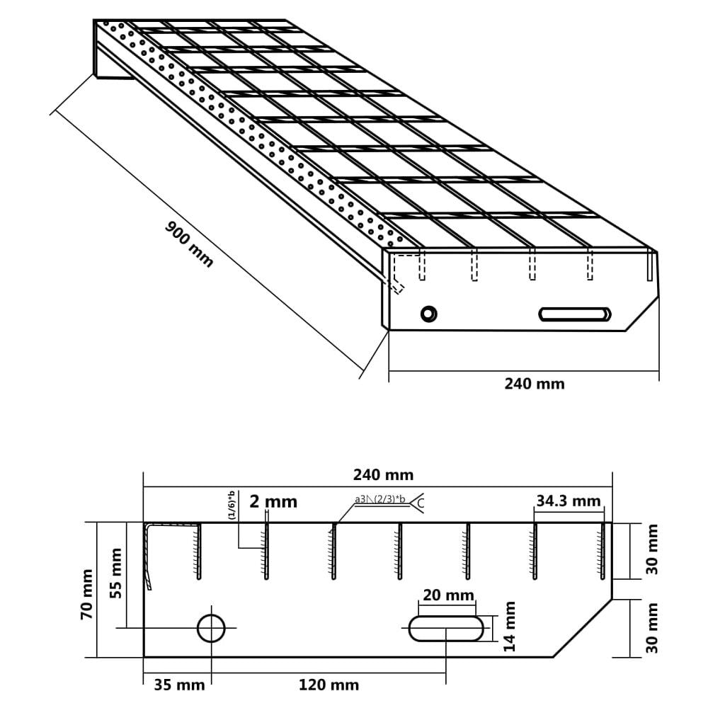 Gradino In Griglia 90x24x7 Cm Acciaio Zincato - Foto 7