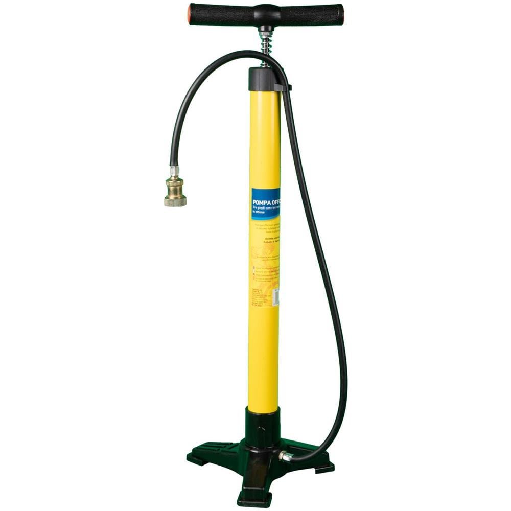 Pompa Officina Bici Tubolare In Metallo Giallo, Raccordo In Ottone, Impugnatura Ergonomica T Gonfiaggio Rapido Valvole Italiana Francese Tre Piedi - Foto 1