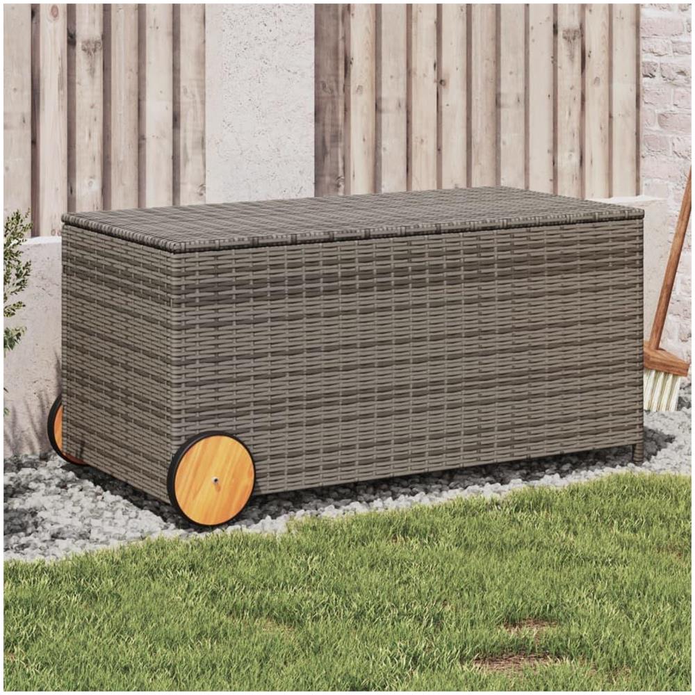 Contenitore da Giardino con Ruote Grigio 190L in Polyrattan - Foto 2