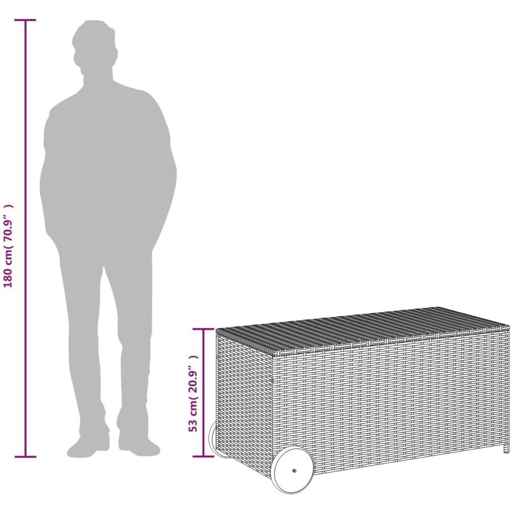 Contenitore da Giardino con Ruote Grigio 190L in Polyrattan - Foto 10
