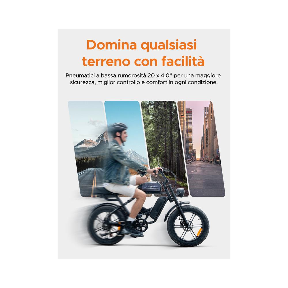 M1 Bici Elettrica Stile Moto, 25 km /h, Pneumatici Fat 20×4.0, Batteria Doppia 48V 15,6+13Ah, Doppia Sospensione, Luci LED, Portata Massima 150kg, Nero - Foto 8