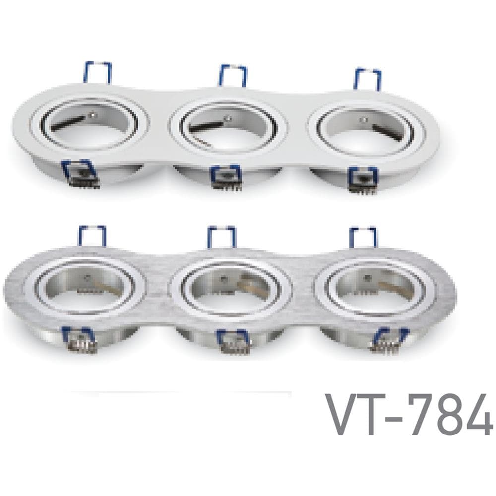 Porta Faretti Led Gu10 Incasso Tre Posti Orientabile Rotondo Alluminio Spazzolato Vt-784 3604 - Foto 1