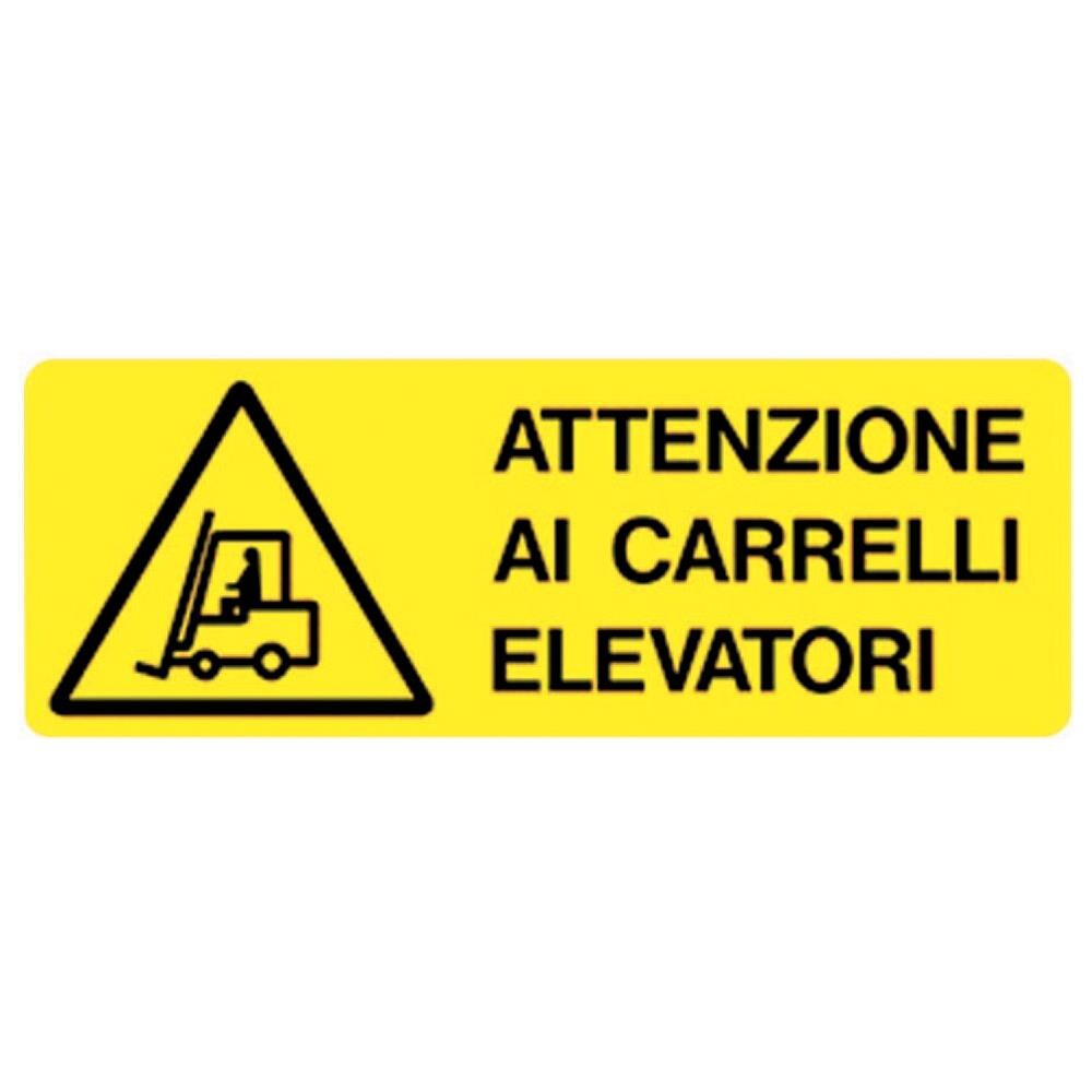 Cartello In Alluminio Bianco Adesivo Attenzione Ai Carrelli Elevatori 35x12,5 Cm - Foto 1