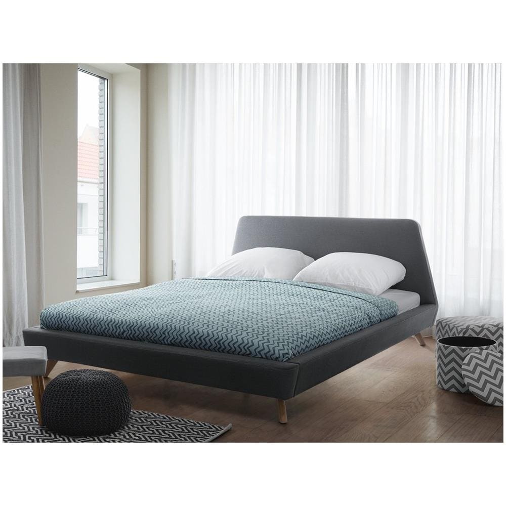 Letto Matrimoniale Moderno In Tessuto Grigio 180x200cm Vienne - Foto 2