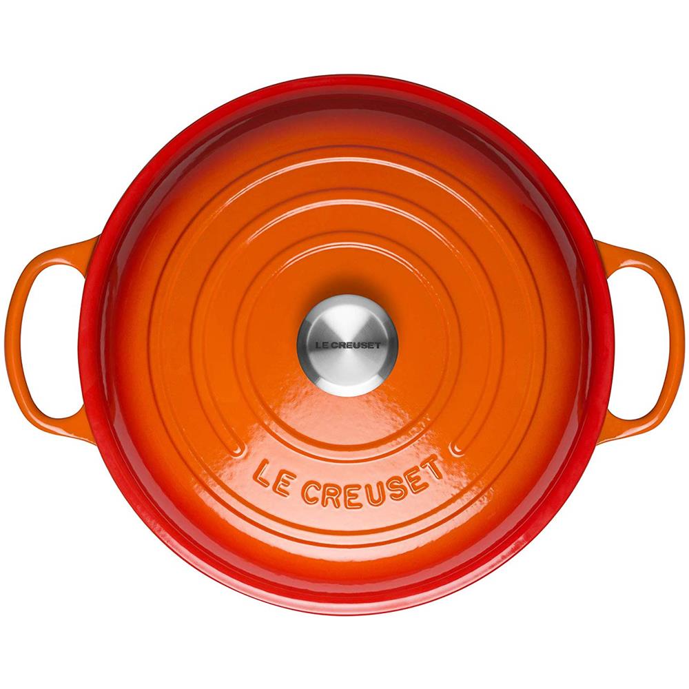 Tegame Basso Tondo in Ghisa Diametro 30 cm Colore Arancione - Foto 2