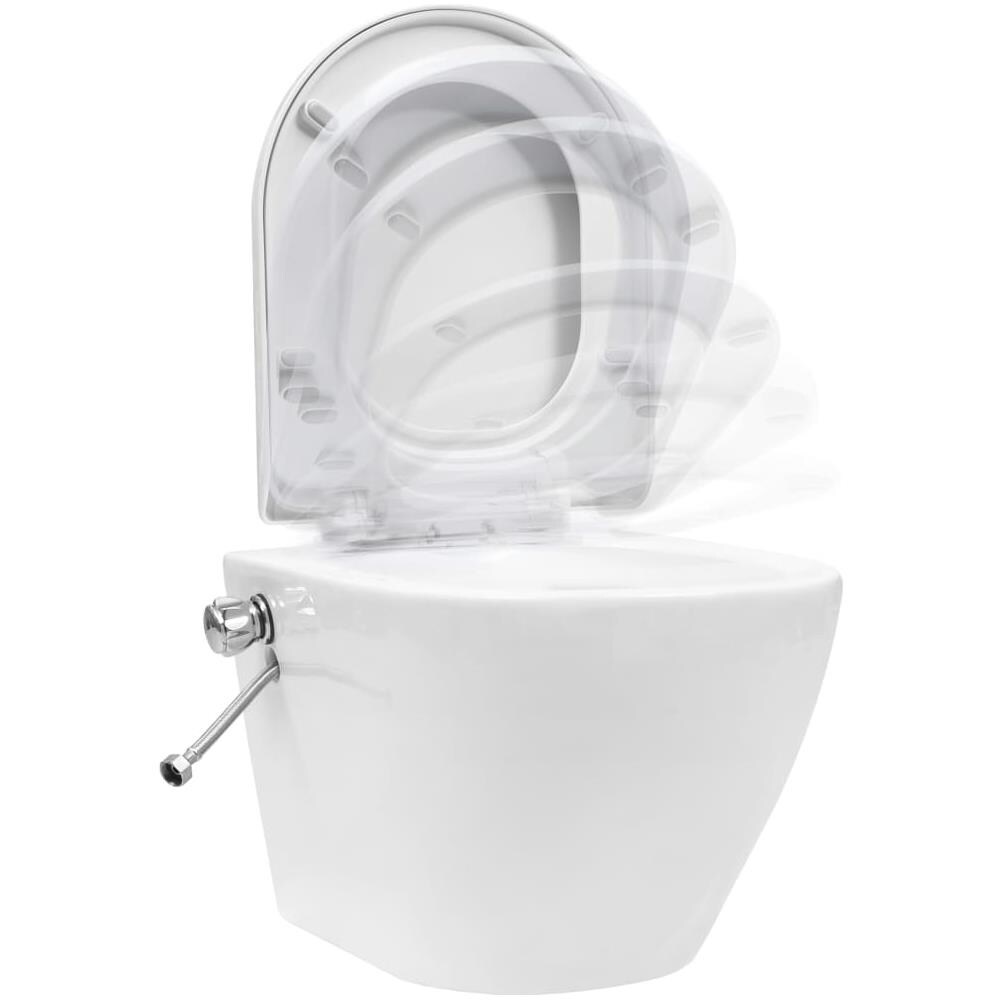 Wc A Muro Senza Bordo Con Sciacquone Nascosto Ceramica Bianco - Foto 13