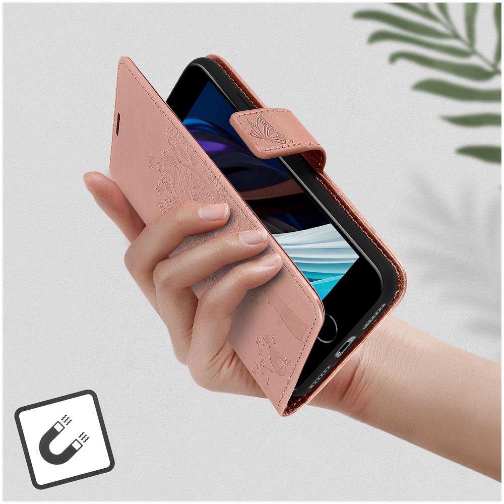 Custodia Portafoglio Iphone 7 / 8 / Se 2020, Supporto Mandala A Fiori Rosa Gold - Foto 9