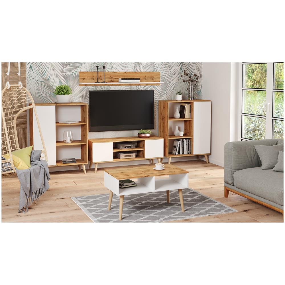 Tavolino Scandi, Scandinavo Coffe Table Bianco E Rovere Wotan - Foto 3