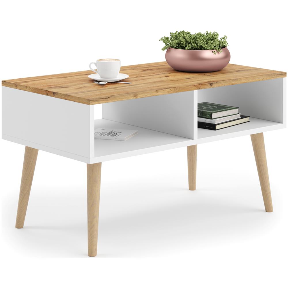 Tavolino Scandi, Scandinavo Coffe Table Bianco E Rovere Wotan - Foto 1