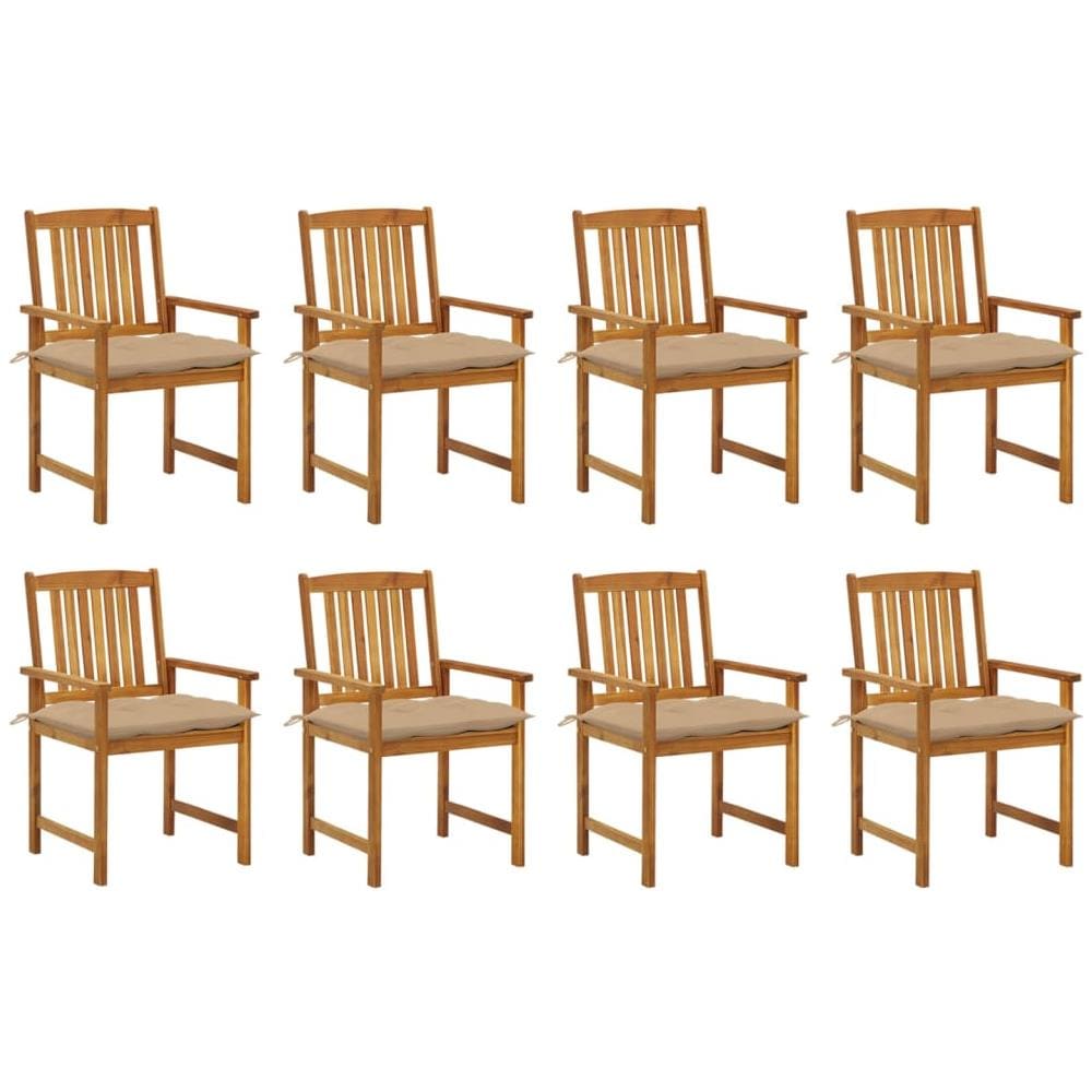 Sedie da Giardino con Cuscini 8 pz in Legno Massello di Acacia - Foto 1