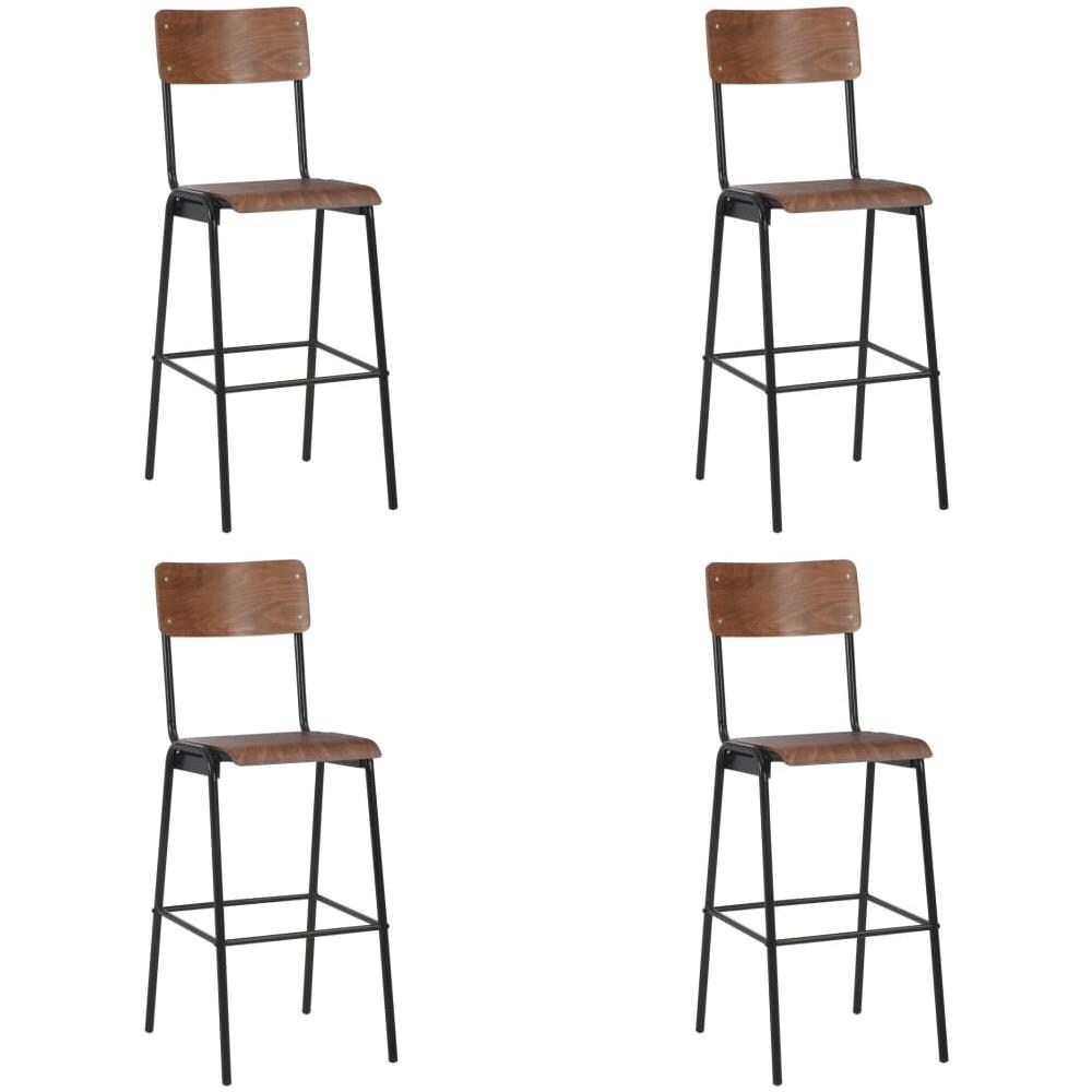 Sedie da Bar 4 pz in Compensato Solido e Acciaio - Foto 1