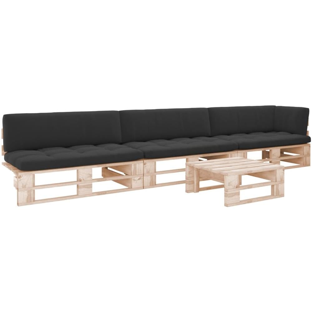 Set Divani in Pallet con Cuscini 4 pz in Pino Impregnato - Foto 1