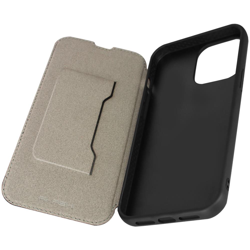 Custodia Iphone 13 Vera Pelle Porta-carte Supporto Video Nera - Foto 1