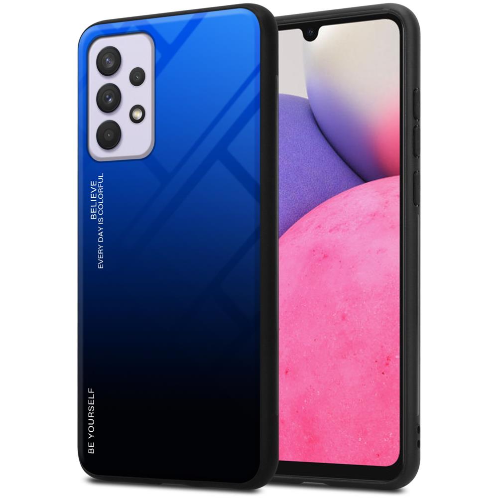 Custodia Compatibile Con Samsung Galaxy A33 5g In Blu - Nero - Coperchio Protettivo Bicolore In Vetro Temperato E Silicone Tpu - Foto 1