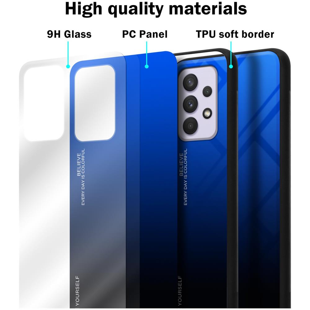 Custodia Compatibile Con Samsung Galaxy A33 5g In Blu - Nero - Coperchio Protettivo Bicolore In Vetro Temperato E Silicone Tpu - Foto 6