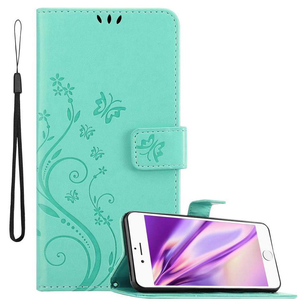 Custodia Compatibile Con Apple Iphone 6 / Iphone 6s In Turchese Fiore - Coperchio Protettivo In Design Floreale Con Chiusura Magnetica, Funzione Stand E Slot Per Carte - Foto 1