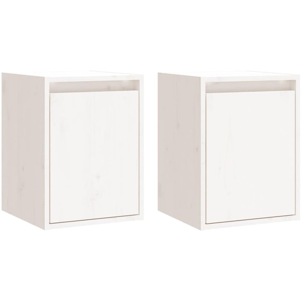 Pensili 2 Pz Bianchi 30x30x40 Cm In Legno Massello Di Pino - Foto 2