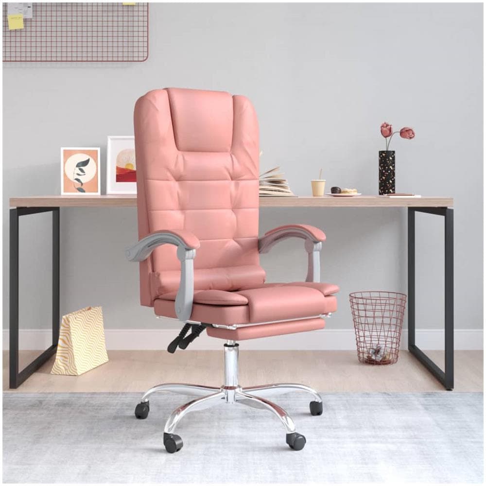 Poltrona da Ufficio Massaggiante Reclinabile rosa in Similpelle - Foto 1