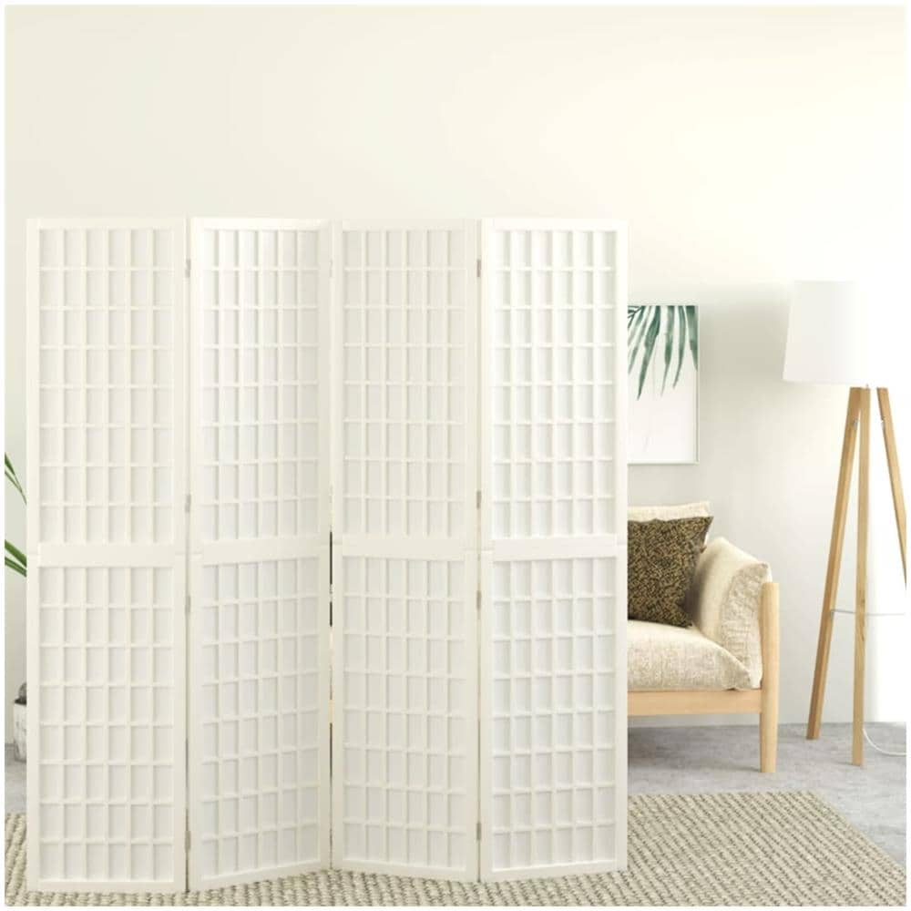 Divisorio Pieghevole 4 Pannelli Stile Giapponese 160x170 Bianco - Foto 1