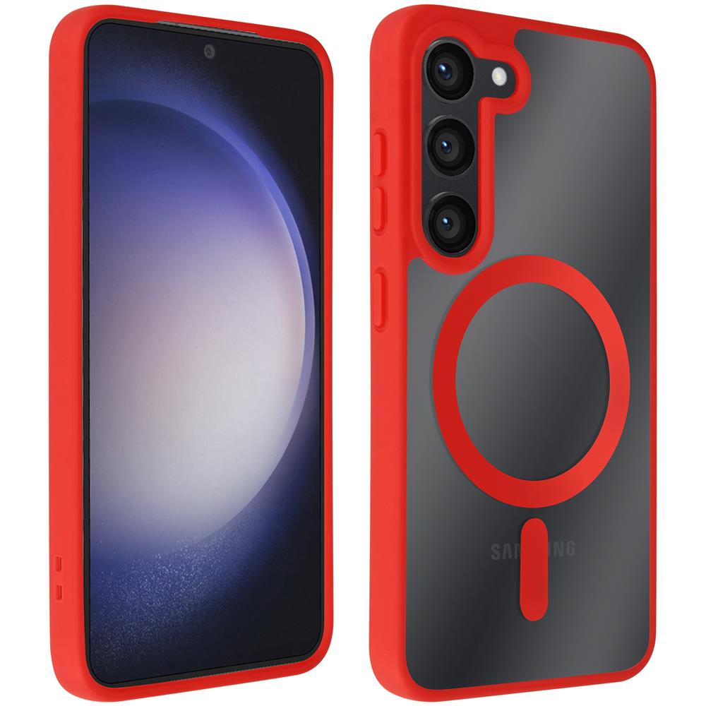 Cover Magsafe Per Samsung S23 Plus Retro Rigido Bordo In Silicone Rossa - Foto 2