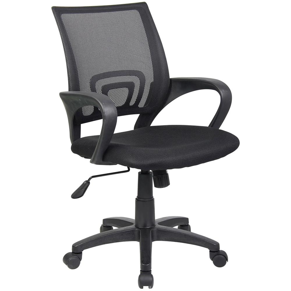 Sedia Da Ufficio Lismore, Sedia Operativa A Rete Con Braccioli, Seduta Ergonomica Da Ufficio, 59x54h90/100 Cm, Nero - Foto 1