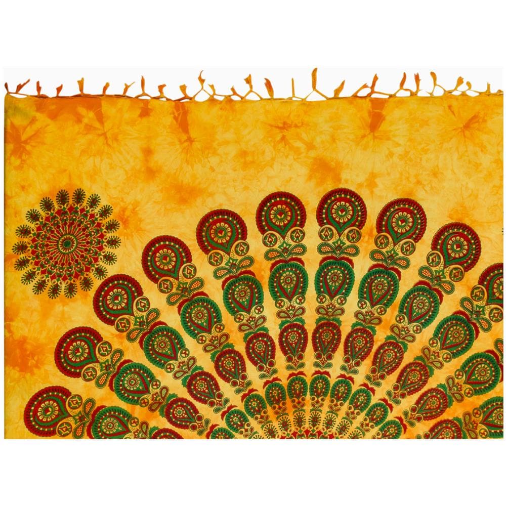 Telo Mare Spiaggia Grande Antisabbia Parasole Modello Batik Pavone Pavone Giallo - Foto 1