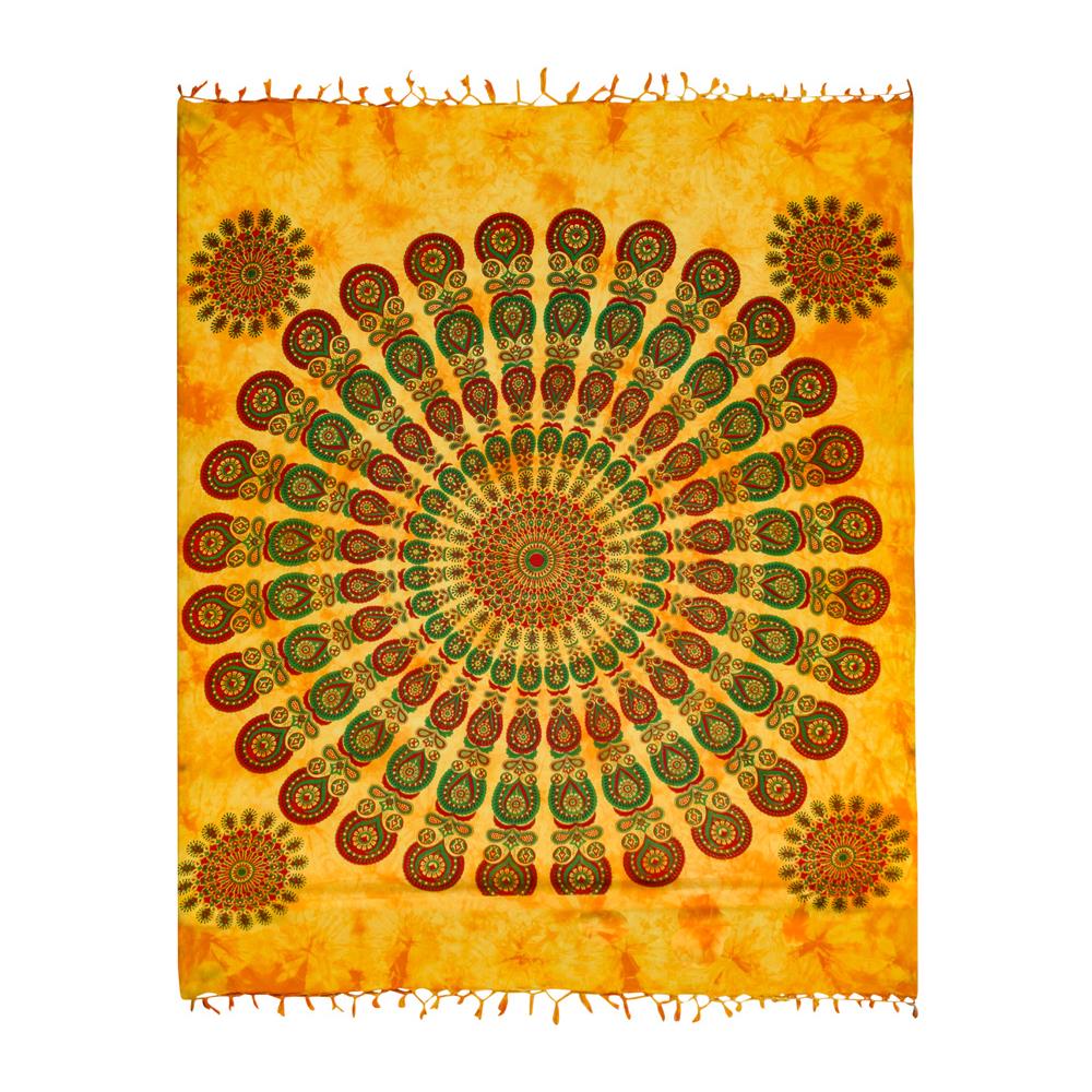 Telo Mare Spiaggia Grande Antisabbia Parasole Modello Batik Pavone Pavone Giallo - Foto 5