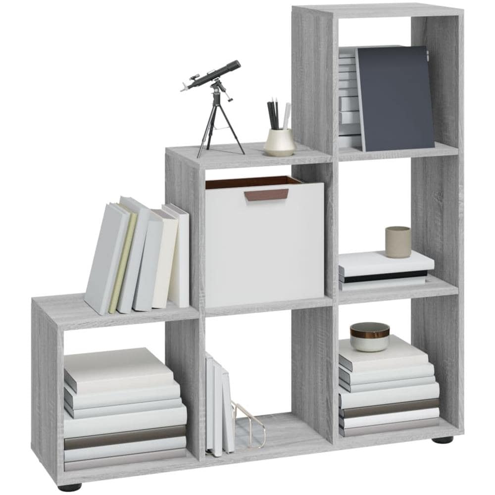 Libreria A Scala Grigio Sonoma 107 Cm In Legno Multistrato - Foto 3