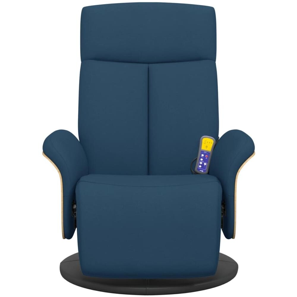 Poltrona Reclinabile Massaggiante Con Poggiapiedi Blu Tessuto - Foto 3