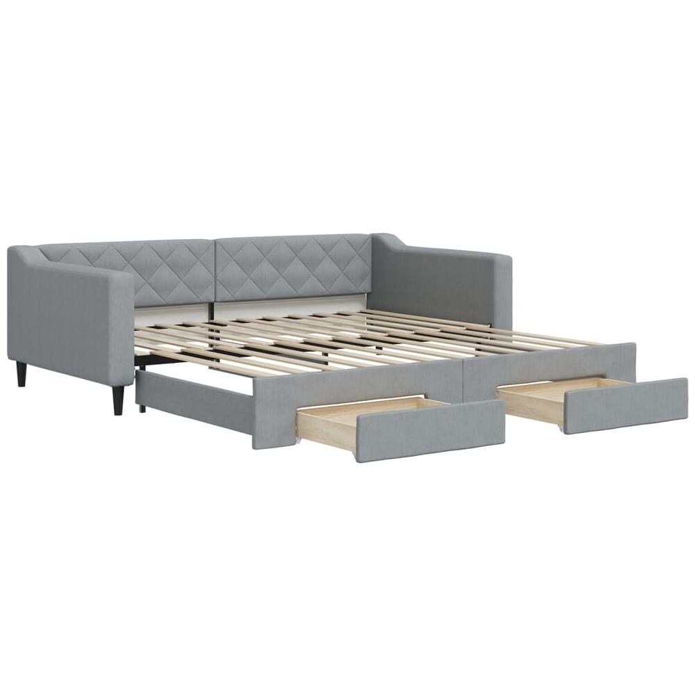 Divano Letto Estraibile Cassetti Grigio Chiaro 100x200 Tessuto - Foto 1
