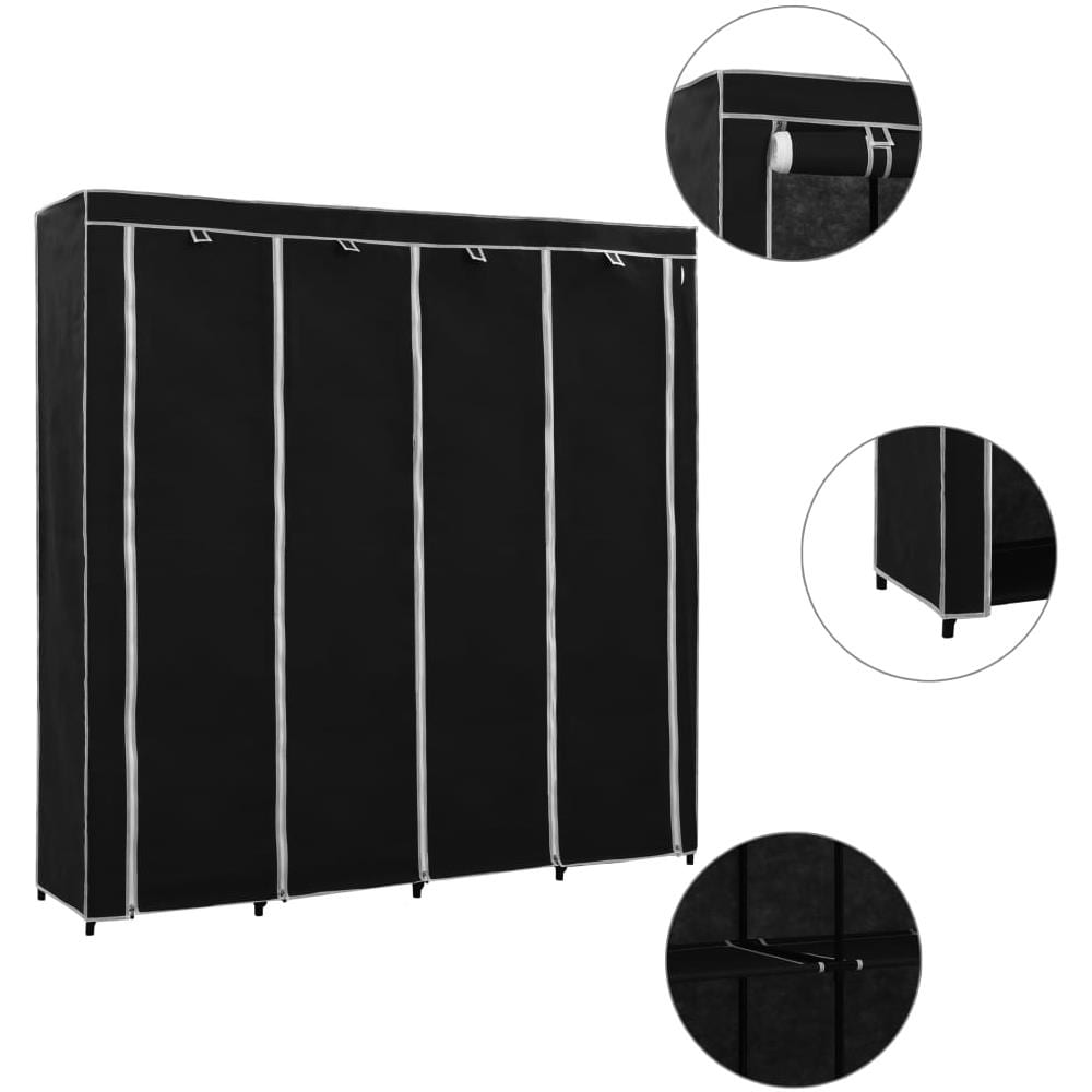 Guardaroba Con 4 Scomparti Nero 175x45x170 Cm - Foto 1