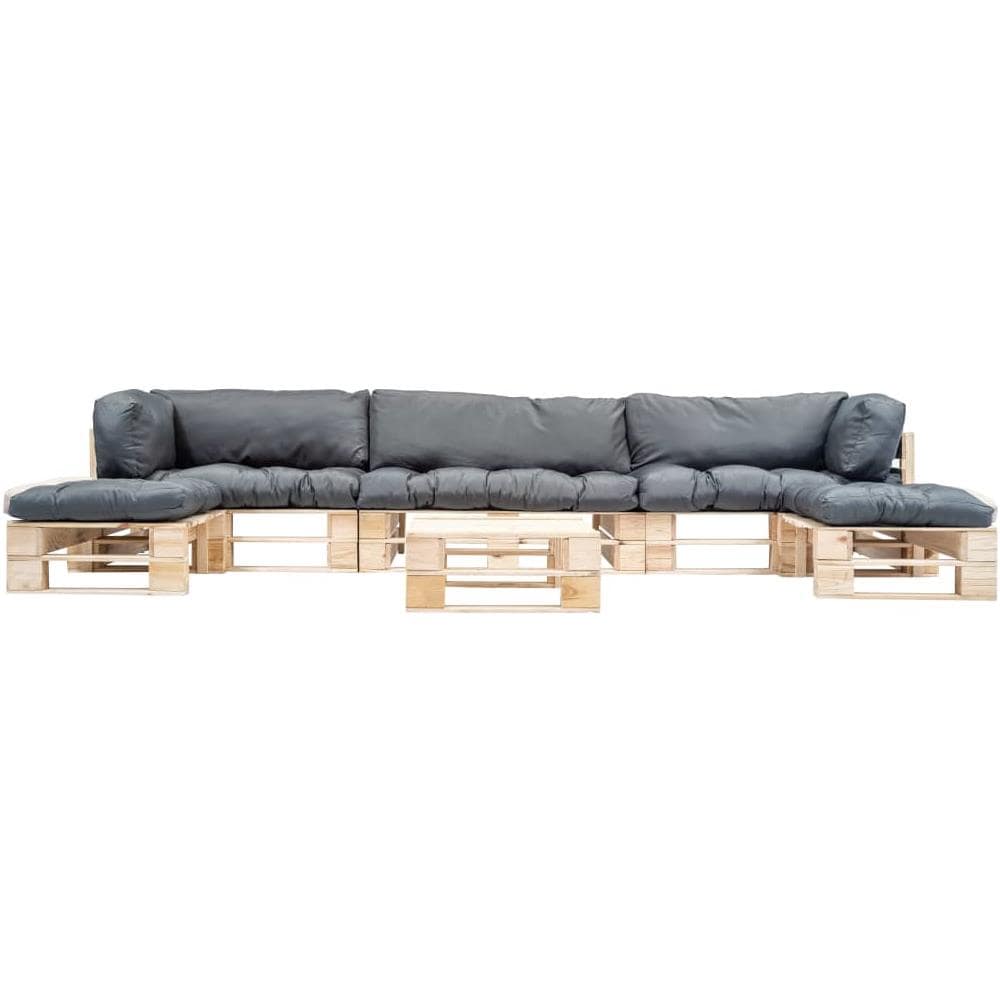 Set Divani Da Giardino Pallet 6pz Con Cuscini Grigi Legno Fsc - Foto 2