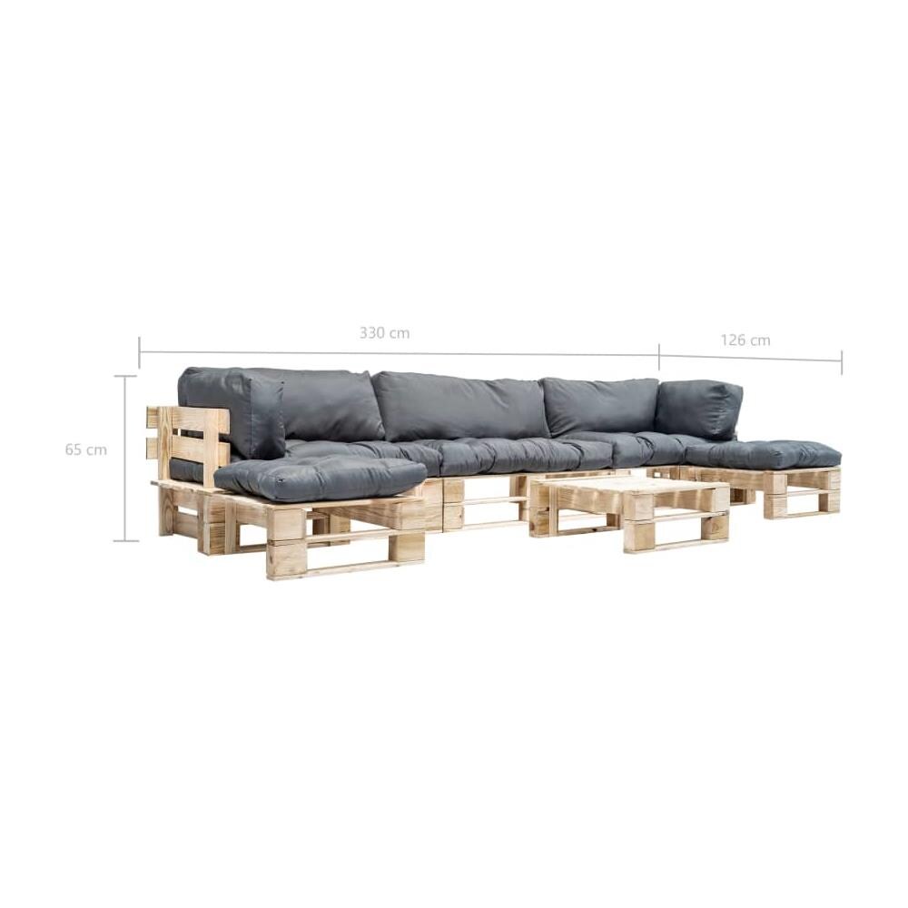 Set Divani Da Giardino Pallet 6pz Con Cuscini Grigi Legno Fsc - Foto 5