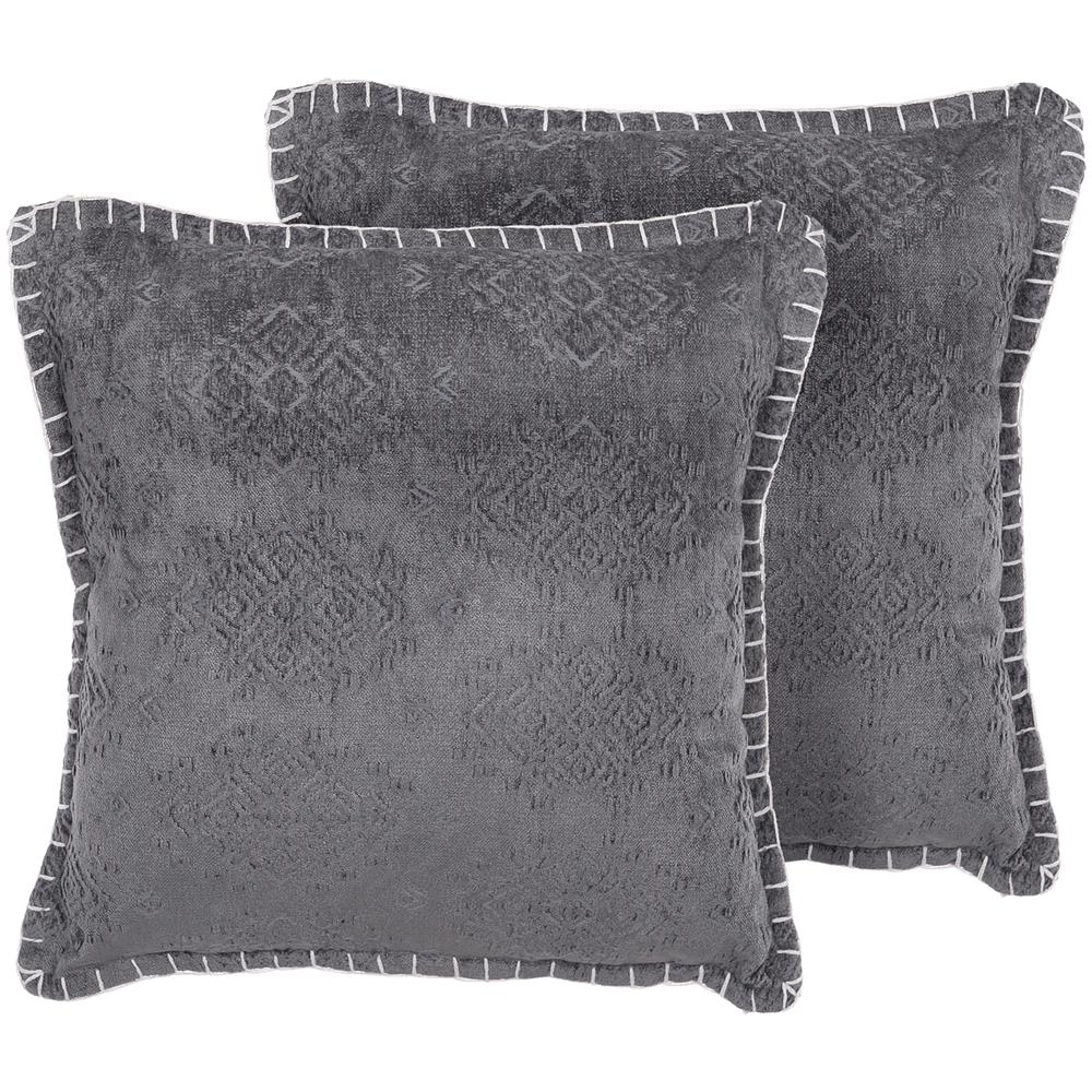 Set Di 2 Cuscini Decorativi In Stile Vintage Grigi 45 X 45 Cm Melur - Foto 1