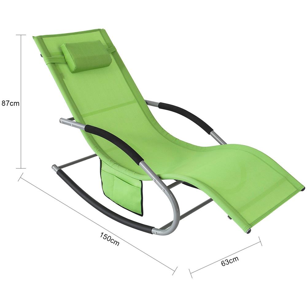 Sdraio Da Giardino Poltrona A Dondolo Con Poggiatesta E Taschina Verde Ogs28-gr - Foto 2