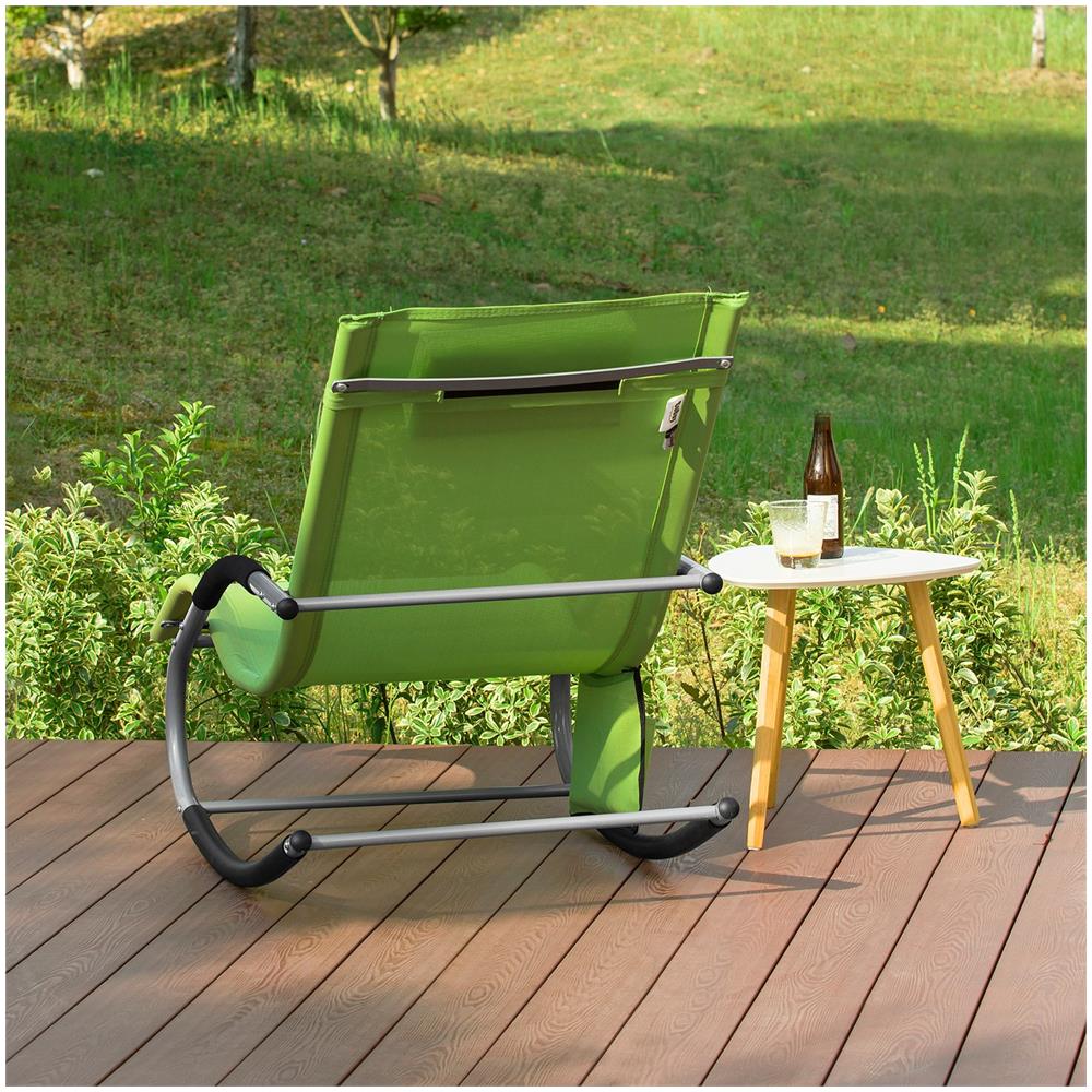 Sdraio Da Giardino Poltrona A Dondolo Con Poggiatesta E Taschina Verde Ogs28-gr - Foto 7