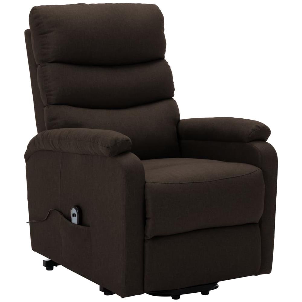 Poltrona Alzapersona Reclinabile Marrone Scuro in Tessuto - Foto 3