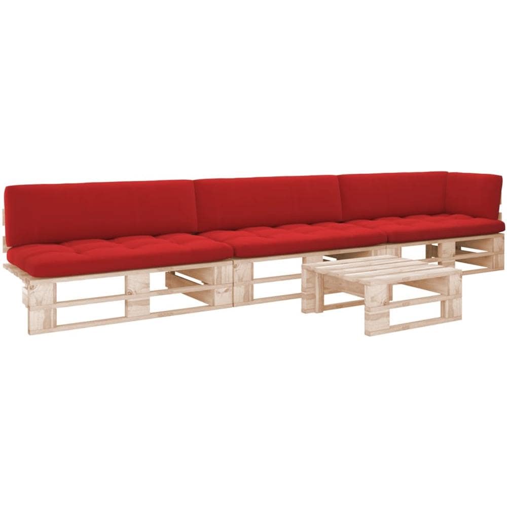 Set Divani in Pallet con Cuscini 4 pz in Pino Impregnato - Foto 1