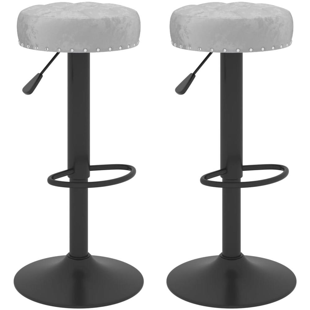 Sgabelli Da Bar 2 Pz Grigi In Velluto - Foto 1