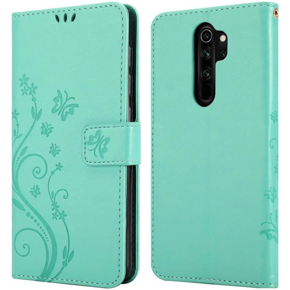 Custodia Compatibile Con Xiaomi Redmi Note 8 Pro In Turchese Fiore - Coperchio Protettivo In Design Floreale Con Chiusura Magnetica, Funzione Stand E Slot Per Carte - Foto 8