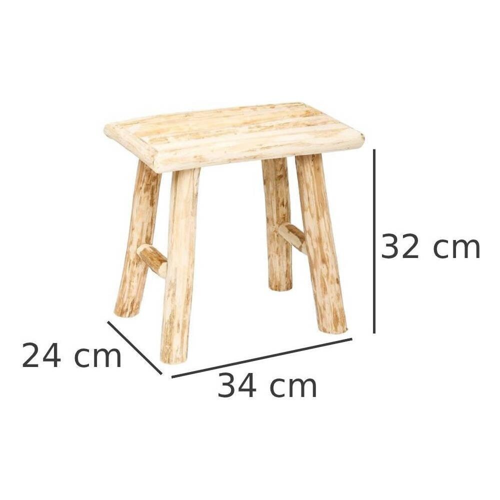 Sgabello In Legno - Sgabello Rettangolare, Poggiapiedi, 34 X 24 X 32 Cm - Foto 6