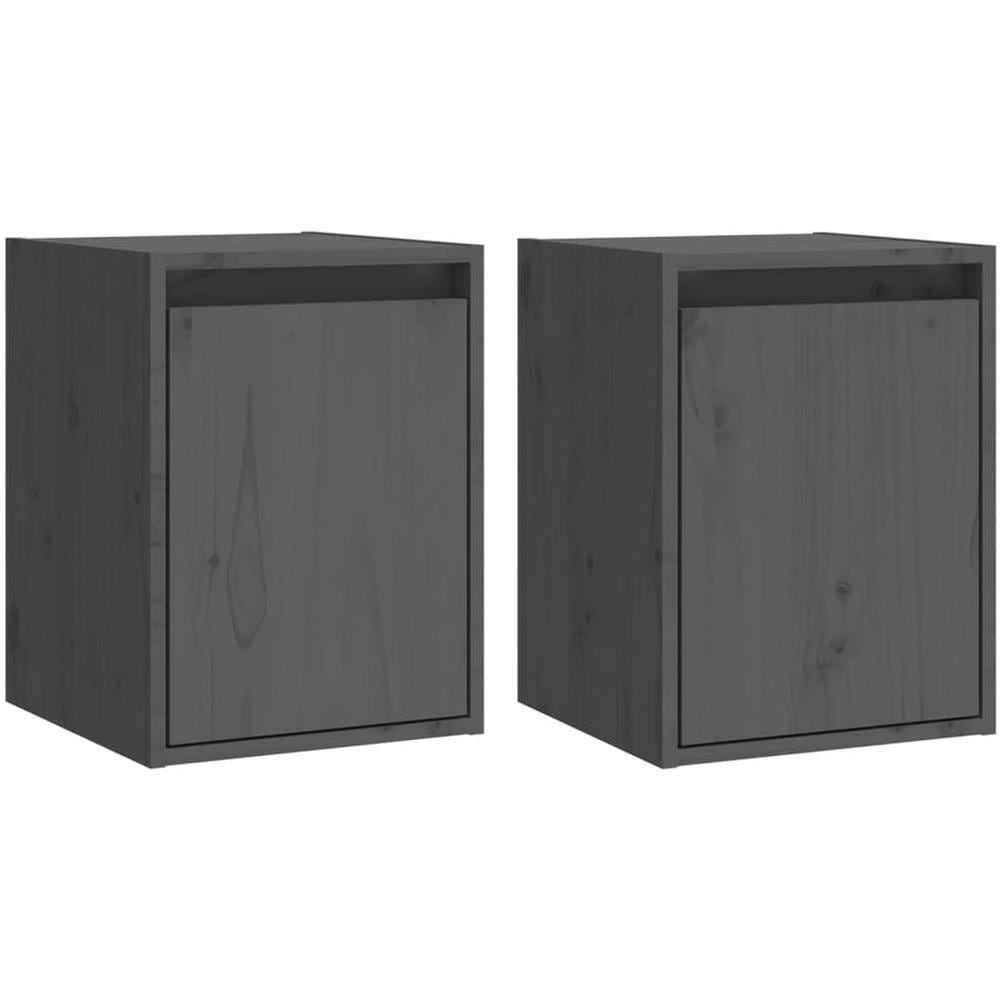 Pensili 2 Pz Grigi 30x30x40 Cm In Legno Massello Di Pino - Foto 2