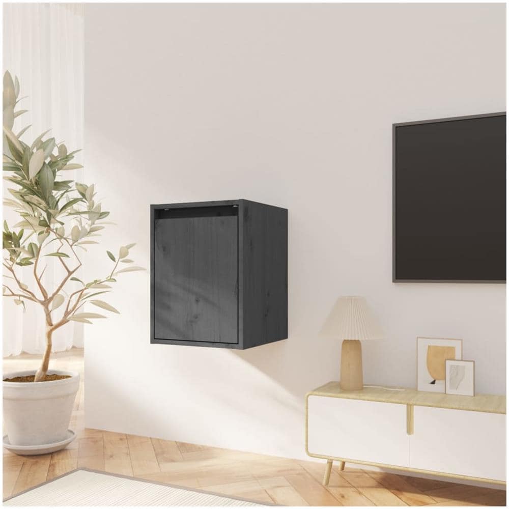 Pensili 2 Pz Grigi 30x30x40 Cm In Legno Massello Di Pino - Foto 3