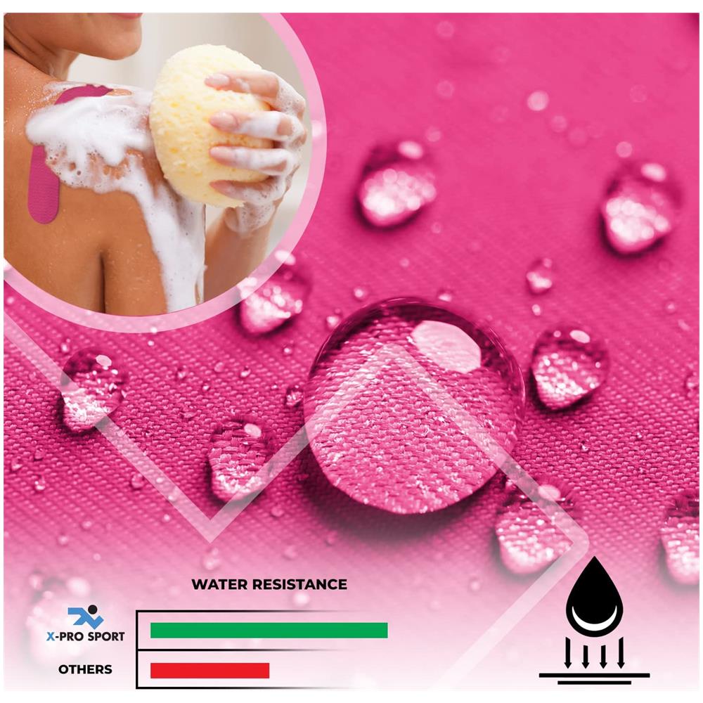 Nastro Kinesiologico 5m X 5cm, Kinesio Tape Con E-book Con Esempi Applicazione, Cerotto Muscolare, Taping Forte Resistente Elastico (2 X Rosa) - Foto 7