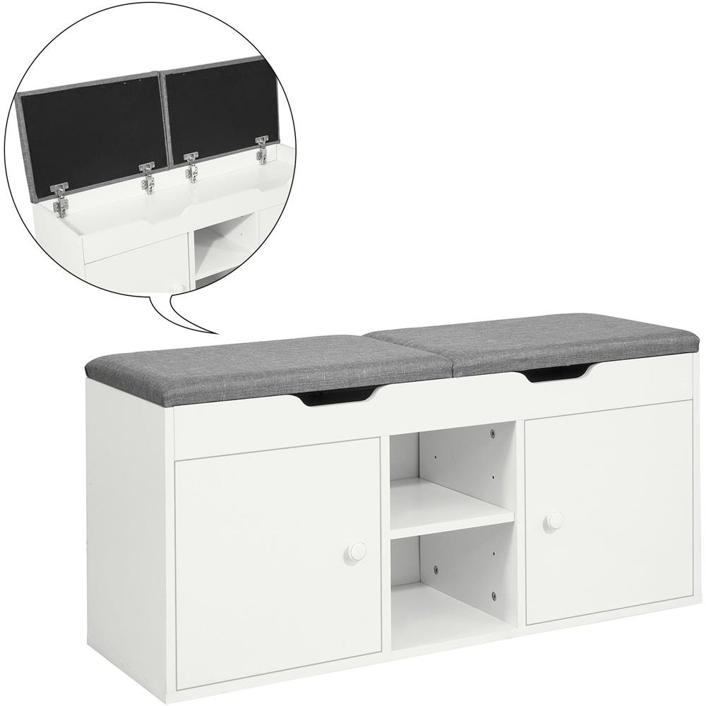 Scarpiera Da Ingresso Cassapanca Portascarpe Con Cuscino Fsr96-w - Foto 1