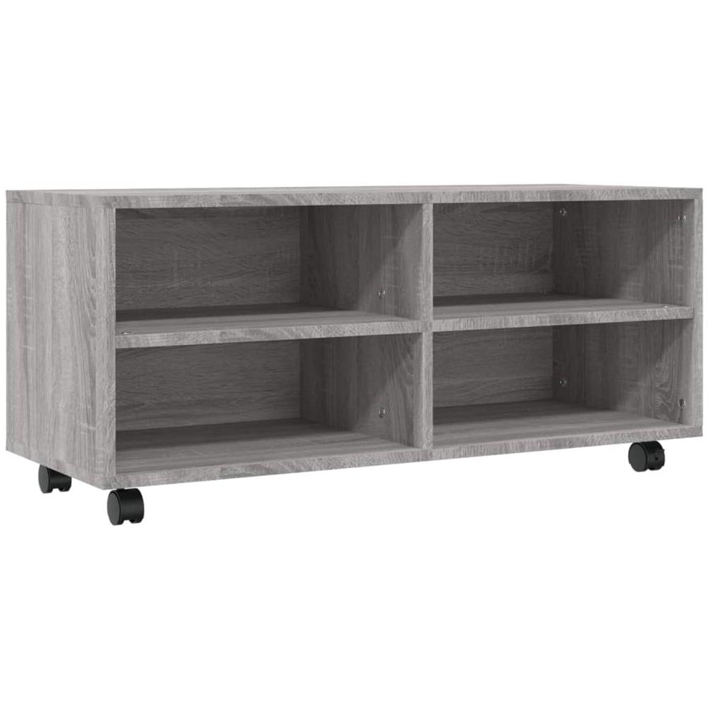 Mobile Tv Con Ruote Grigio Sonoma 90x35x35cm Legno Multistrato - Foto 2