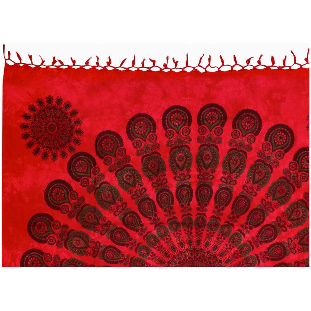 Telo Mare Spiaggia Grande Antisabbia Parasole Modello Batik Pavone Pavone Rosso - Foto 1